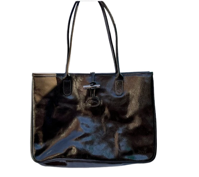 Longchamp Roseau Brown Patent Leather Tote Bag