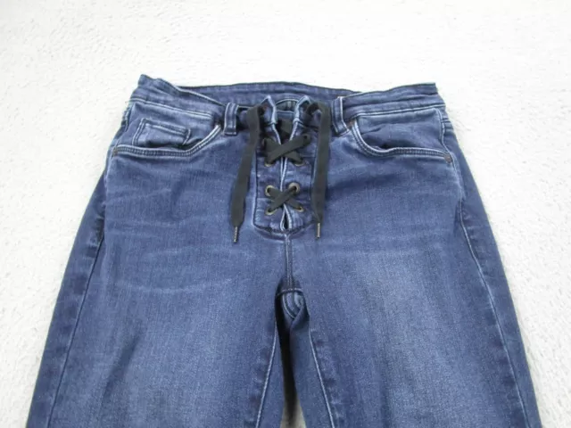 BLANKNYC Jeans Womens 27 Blue Skinny Ankle Mid Rise Pants Lace Up 2