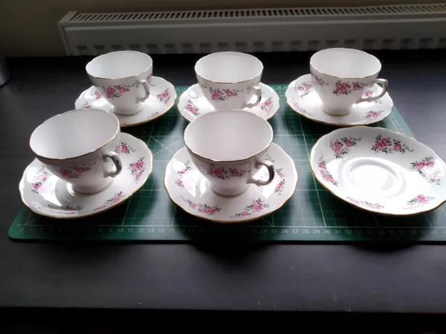 Royal Malvern - FIVE CUPS AND SIX SAUCERS