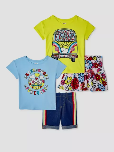 365 Kids Girl's T-Shirts, Scooter & Bermuda Shorts, 4-Piece Outfit, Size 8