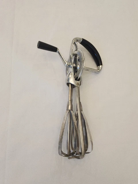 Vintage Ekco Best Egg Beater Hand Held Crank Mixer Stainless Steel USA