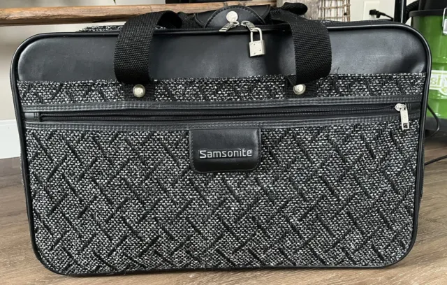 Vtg 1991 Samsonite Beacon Hill II Tweed Luggage Bag Carry On.