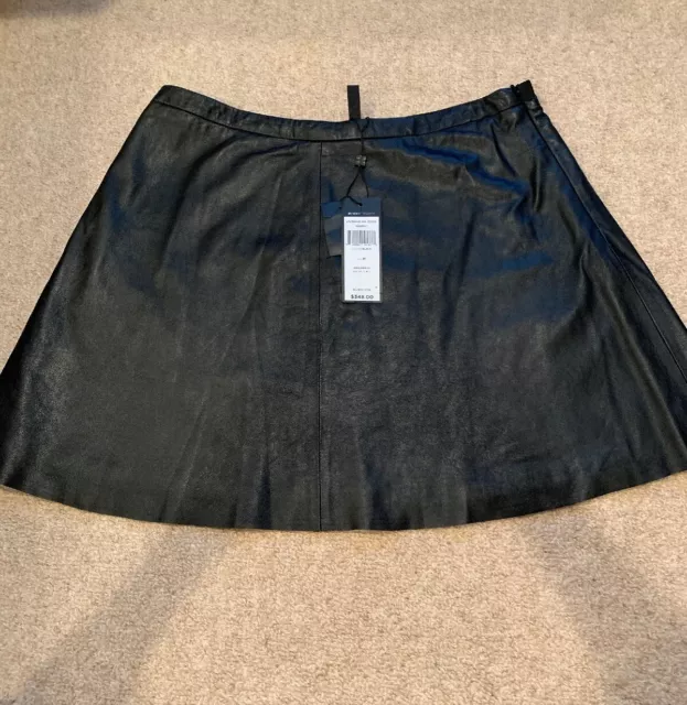 Bcbgmaxazria Gorgeous “Sheryl”  Real “soft” Black Leather Skirt Size M Nwt $348