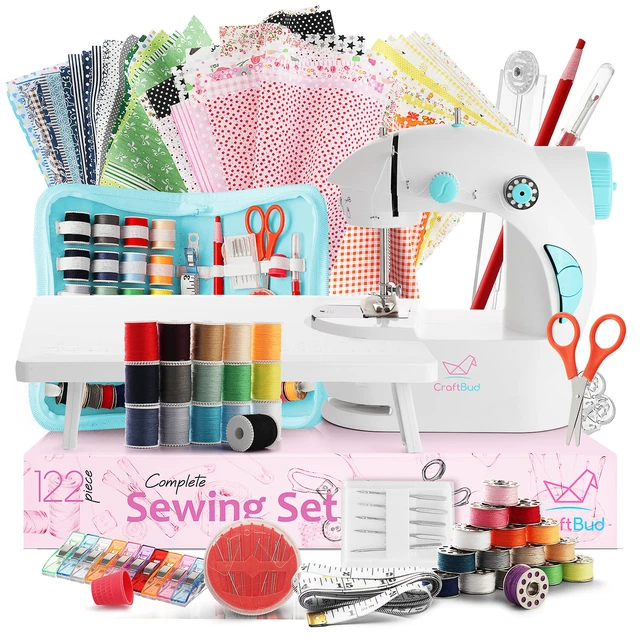 MINI SEWING MACHINE for Beginners Kids Guide Book and Fabric Squares