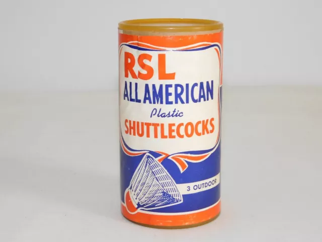 Vintage Game Rsl All American Plastic Shuttlecocks In Can Unused