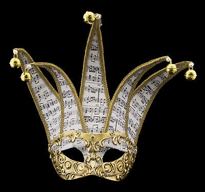 Mask from Venice Colombine Jolly IN 5 Spikes Musica Golden Paper Mache 22377