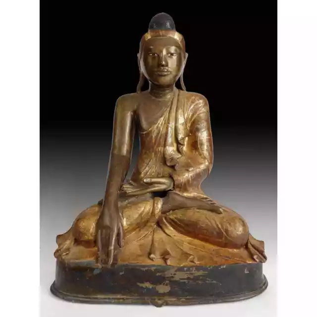 19th Century Earth Witness Myanmar Mandalay Gilt Silver Gold Bronze Buddha 曼德勒大佛