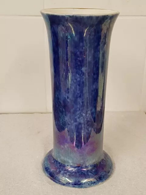 Beautiful Leighton Pottery Marbled Blue Lustre Pillar Vase #4856 1930s Art Deco