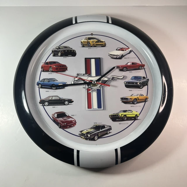 HISTORY OF THE Ford Mustang Wall Clock 13" with Engine Sounds 22.00