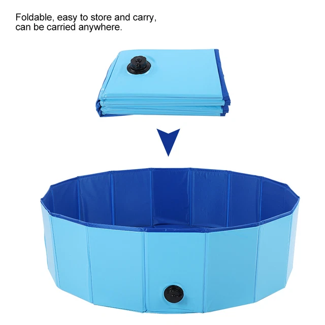 (azul grande) Bañera doméstica duradera práctica plegable para mascotas para perros