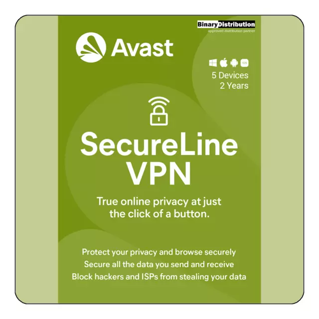 Avast SecureLine VPN 2024 - 5 Devices - 2 Years [Download]