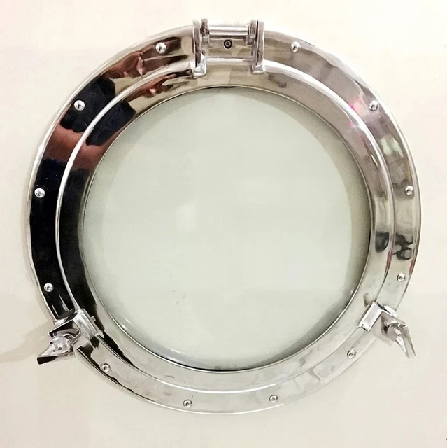20 " Canal Bateau Hublot Fenêtre Nickel Fini ~ Mural Fenêtre Verre Hublot Cadeau