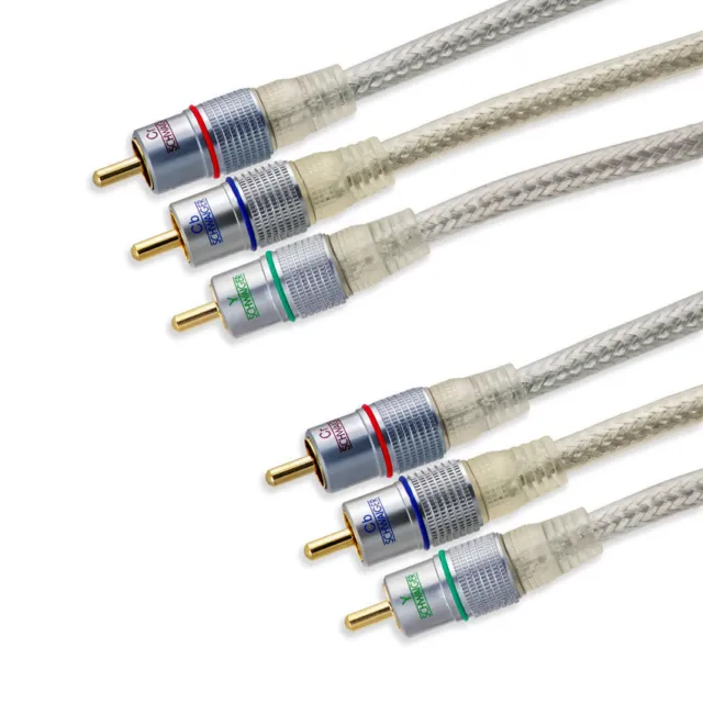 2m YUV RGB Komponenten Kabel Anschlusskabel 3x3 CINCH RCA Stecker 24K Vergoldet