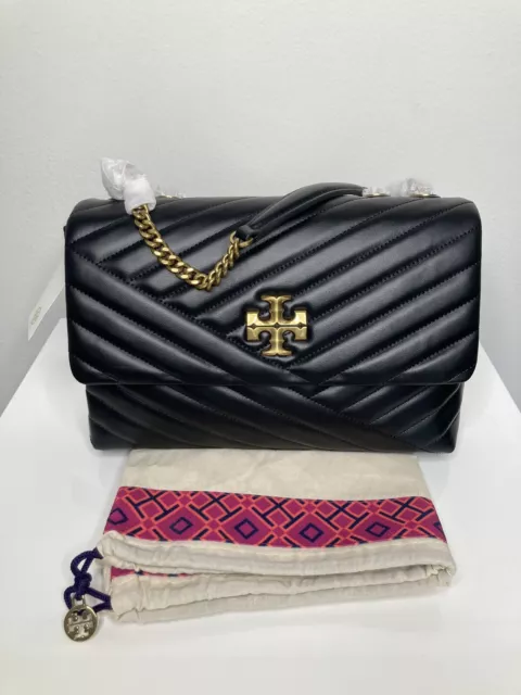 NWT AUTH $598 Tory Burch Kira Chevron Quilted Leather Convertible Bag  -Sandpiper
