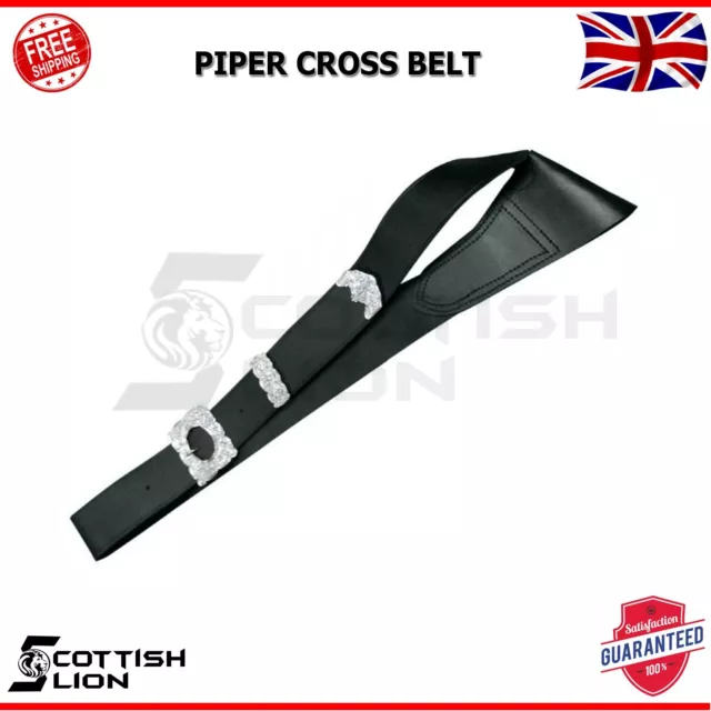 Leather Military Bands Piper Cross Belts Black Belt With Thistle Belt Buckle