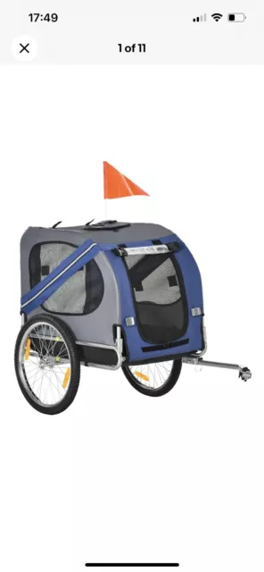 PawHut Pet Bicycle Trailer Dog Cat Bike Carrier Water Resistant Blue Outdoor