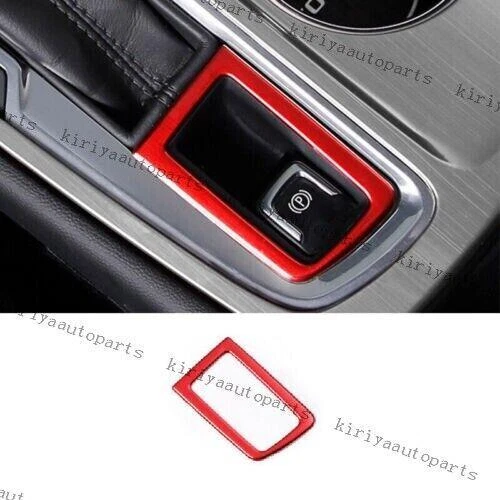 Fit For Chevy Equinox 2018-23 Red Steel Console Electronic Handbrake Cover Trim