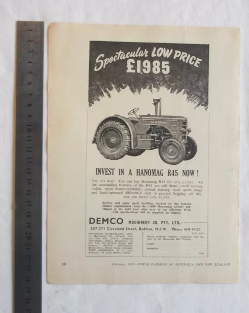 Hanomag Tractor Original Advertisement removed from a 1953 Farming Magazine