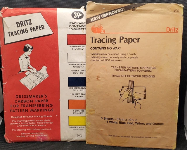 VINTAGE SCOVILL DRITZ Tracing Paper White Blue Purple Orange 2 Packages