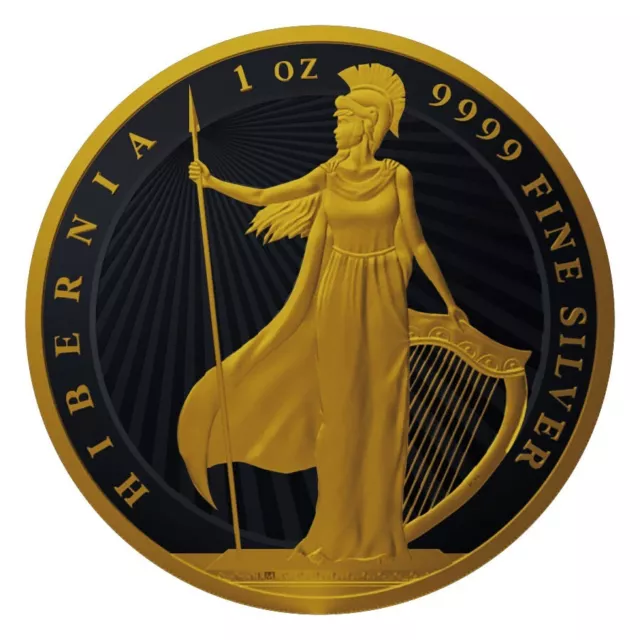 2023 1oz Niue Hibernia Black Platinum 24k Gold Gilded Silver Coin