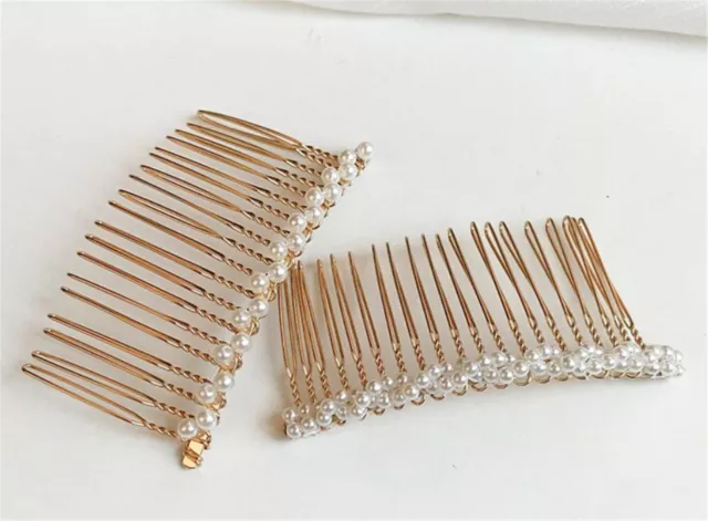 Women Pearl French Twist Magic DIY Styling Party Wedding Veil Hair U comb Pin 2