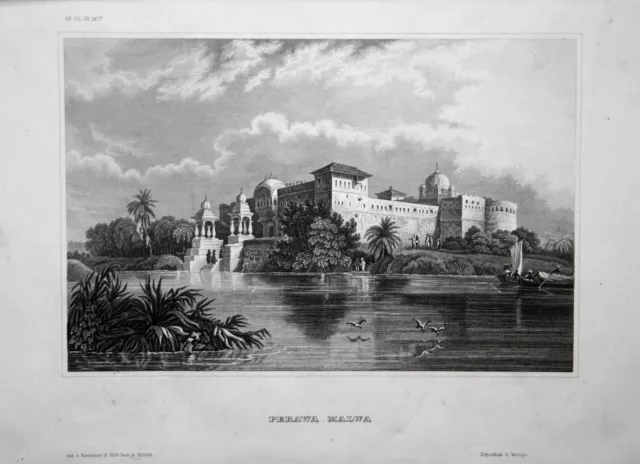 ca. 1840 Perawa Malwa Bengalen India Indien Ansicht view Stahlstich engraving