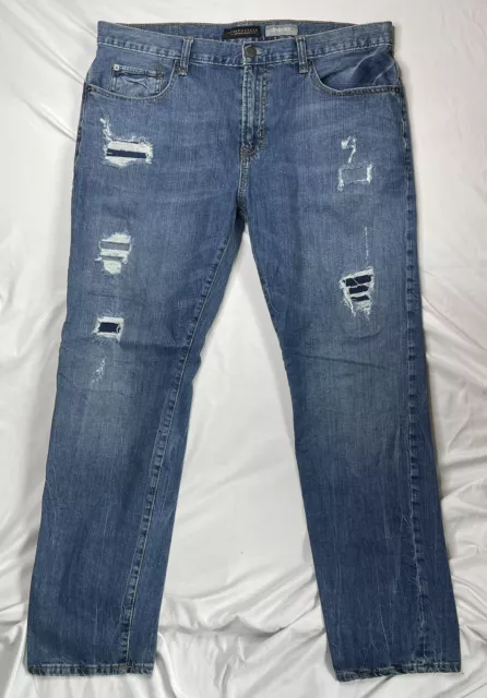 Aeropostale Skinny Jeans Ripped Distressed Blue Denim Men's Size 36 x 32