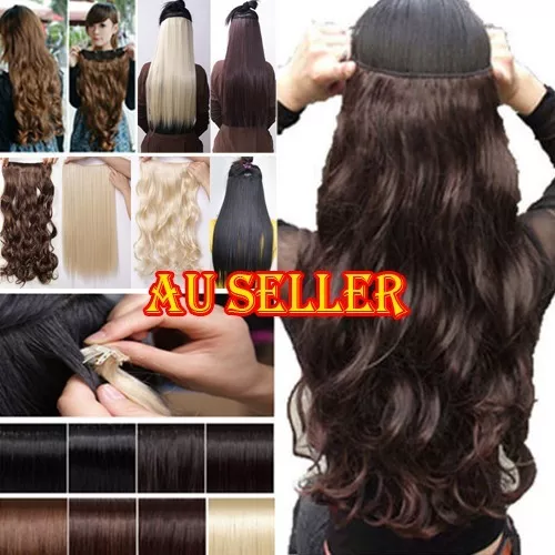 New 17"23"24"26"27" One Piece Clip in Hair Extensions 3/4 Full Head for Human ix