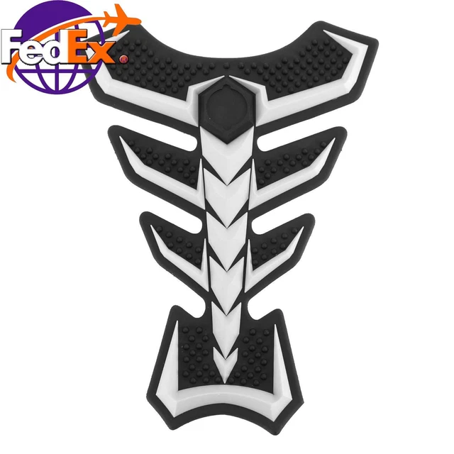 3D Rubber Universal Motorcycle Fuel Gas Tank Pad Protector Decal Sticker White E