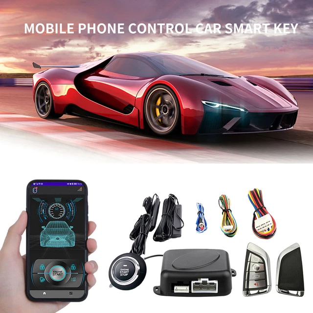 Car Keyless Engine Start Alarm System Push Button Entry APP Remote Starter Stop