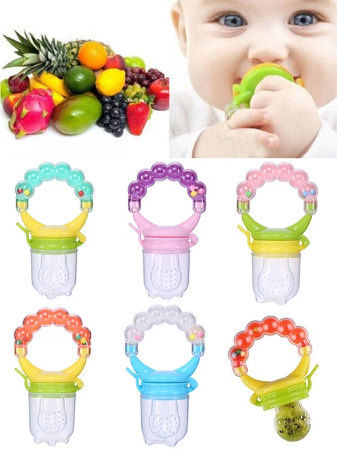 Anillo de mordedura de fruta fresca chupete mordisqueador bebé contenedor alimentación (3 piezas +