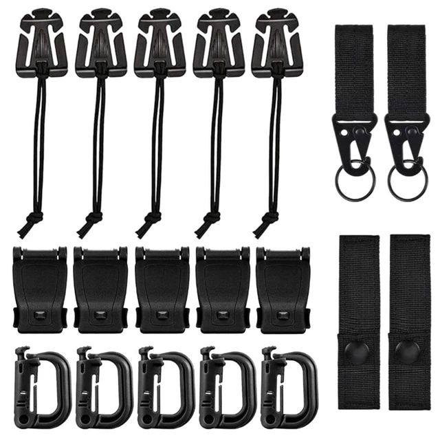 19PCS Attachment Clips for Tactics Backpack, D-Rings Carabiner Grimloc Locking