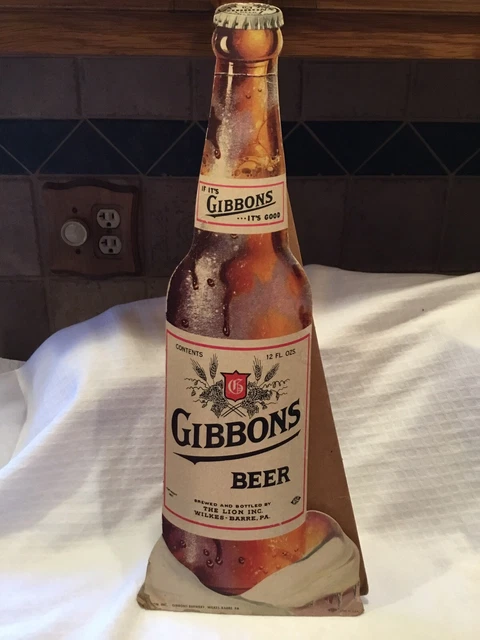 Vintage Gibbons Beer Bottle Counter Sign "Wilkes Barre PA "
