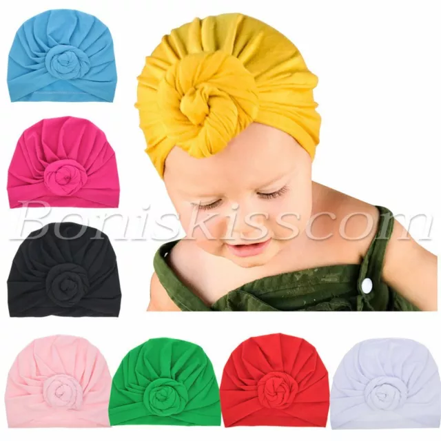 Soft Cute Newborn Baby Girl Toddlers Hats Turban Knotted Headbands Headwrap Set