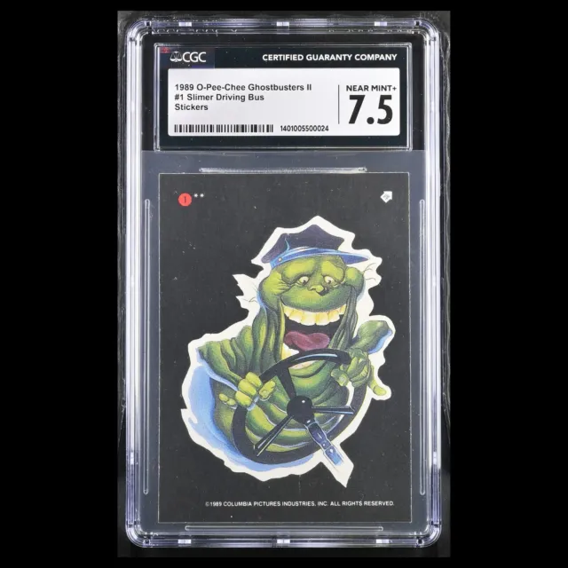 1989 OPC Ghostbusters II Stickers - Slimer Driving Bus #1 - CGC 7.5
