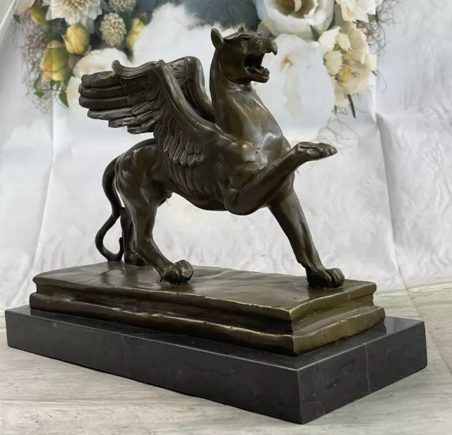 Wonderful Art Nouveau Gothic Gargoyle Griffin Bronze Sculpture Hot Cast Figurine