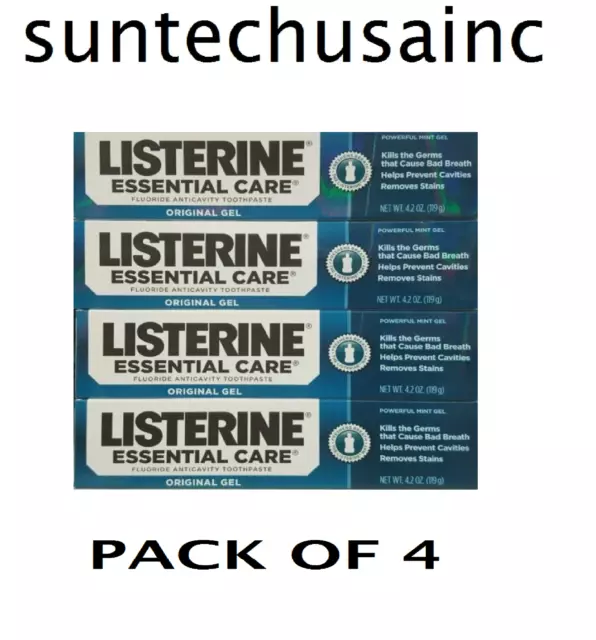 LISTERINE Essential Care Toothpaste Original MINT Gel - 4.2 oz (4 pack)