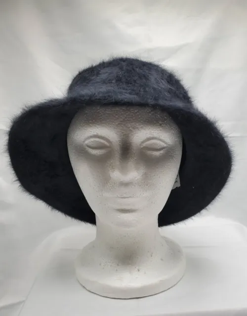 Betmar NY Black Angora Soft Wool Blend Bucket Designer Flapper Hat Cap EUC 3
