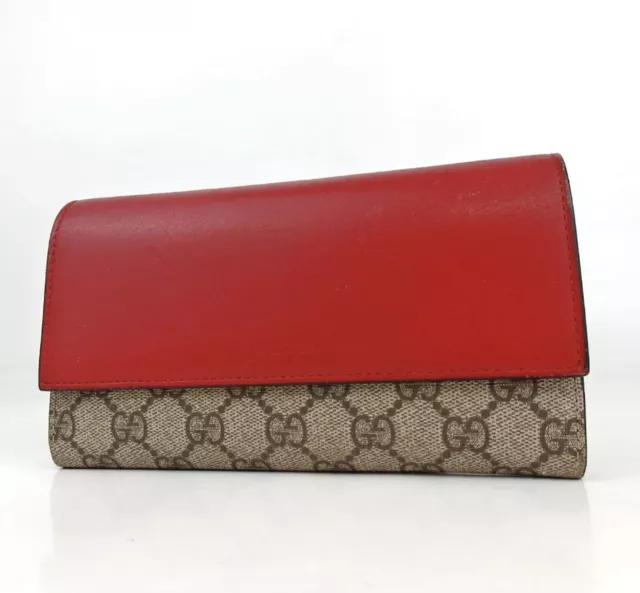 GUCCI GG Supreme French Flap Long Wallet