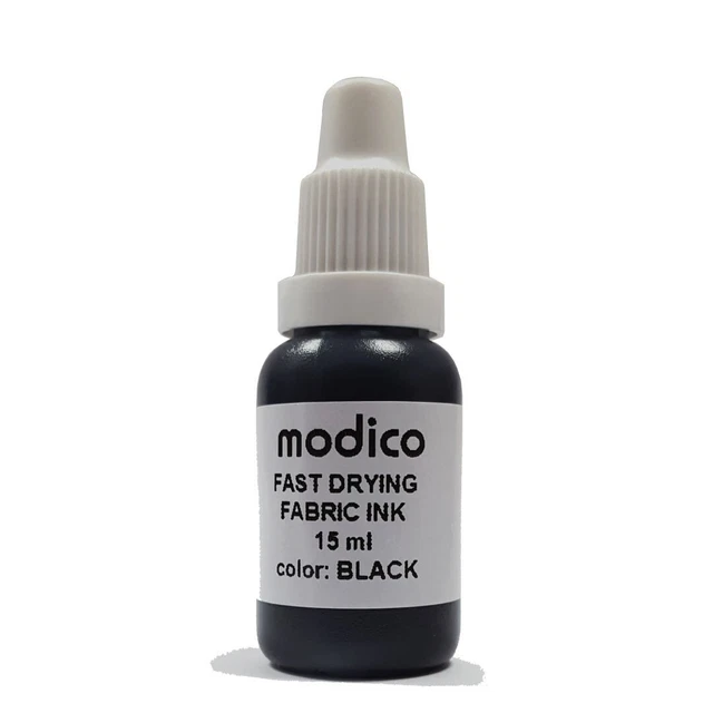 Modico FS Schwarz 15ml Flasche Textilstempelfarbe schnelltrocknend nachfüllen