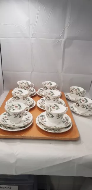 Crown Staffordshire Tea Set, Christmas Rose, x8 Tea cups, Saucers & Side Plates