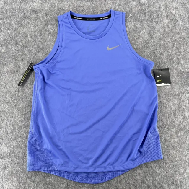 Nike Womens Blue Dri Fit Miler Running Racerback Tank Top Size S NEW