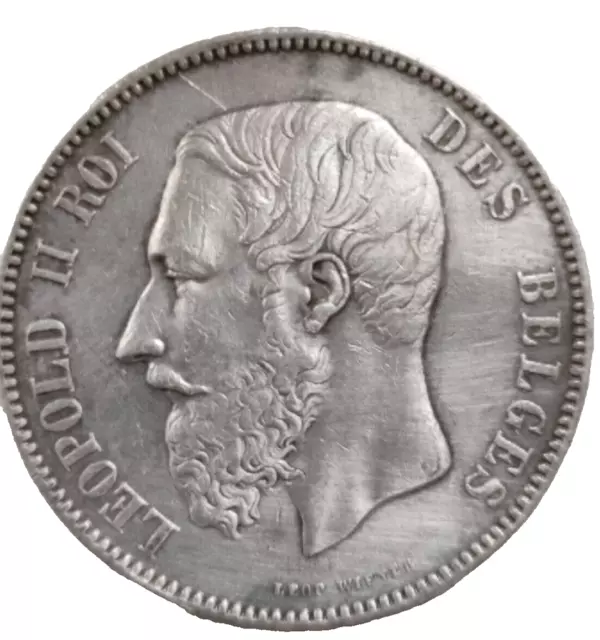 Belgique 5 Francs 1872 en Argent  Leopold II Roi des Belges