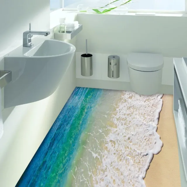Adesivi per pavimento 3D facili da installare spiaggia onde decorazione oceano p