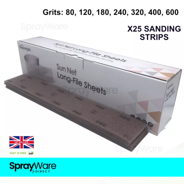 Sunmight Long File Sanding Strips SunNet 70x420mm GRIT 80 - 600 X25 25 SHEETS
