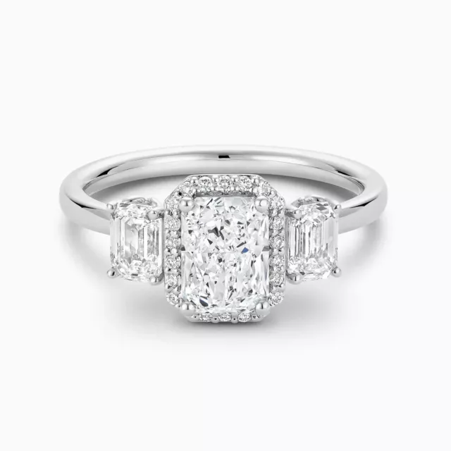 IGI/GIA 2.00 Ct Lab Created Diamond Engagement Ring Emerald Cut 14K White Gold