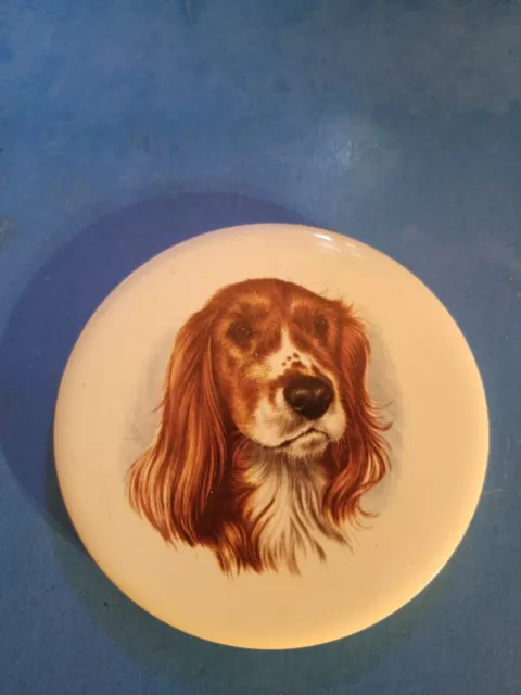 Vintage H&R Johnson 3 1/2"  A Dog Collectible Round Tile.free Shipping.*C2