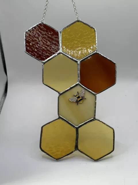 Handmade Stained Glass Honeycomb Suncatcher