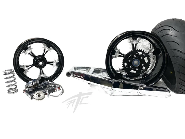 240 Chrome Fat Tire Kit Black Street Fighter Wheels 01-08 Suzuki Gsxr 1000