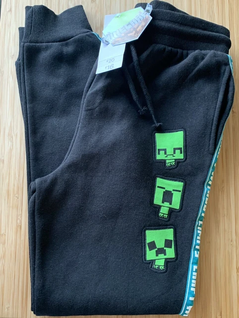 Minecraft Boys Joggers Black Jersey Cuffed with Pockets Age 11-12 Years NEW
